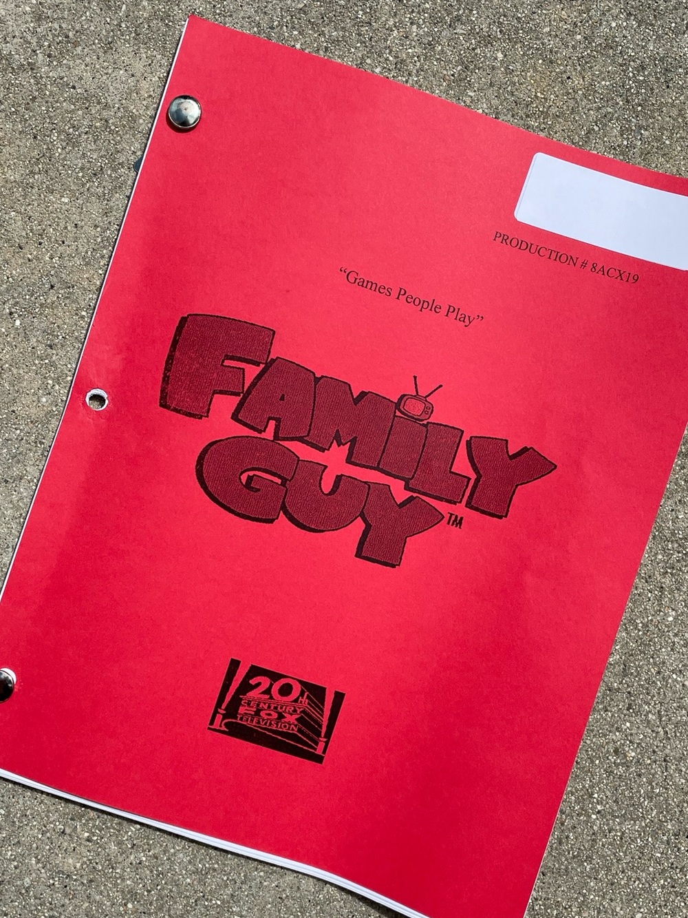 Family Guy 2010 Production Used Table Script Games People Play FOREIGN AFFAIRS!